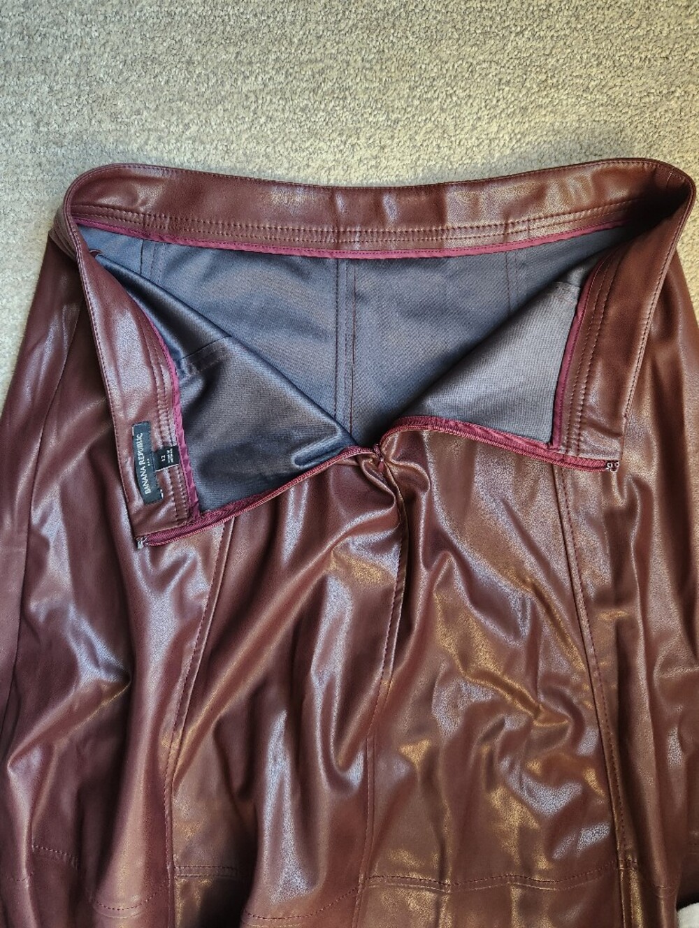 Banana Republic Faux Leather A-Line Skirt in Deep Burgundy - Picture 3 of 4